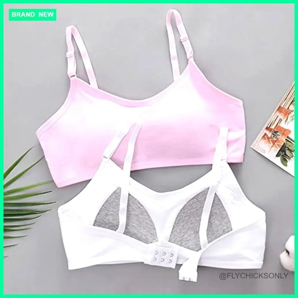 Adjustable Training Bra Cotton Bras Wireless Light Padded 10-16 Years